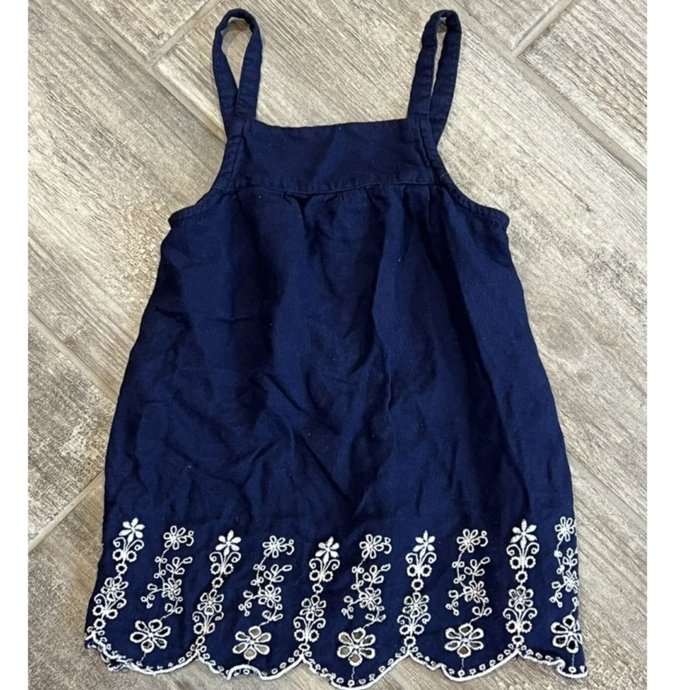 Old Navy Navy Blue Tank Top White Embroidered  Tunic A-Frame‎ Size S 6-7 Girls